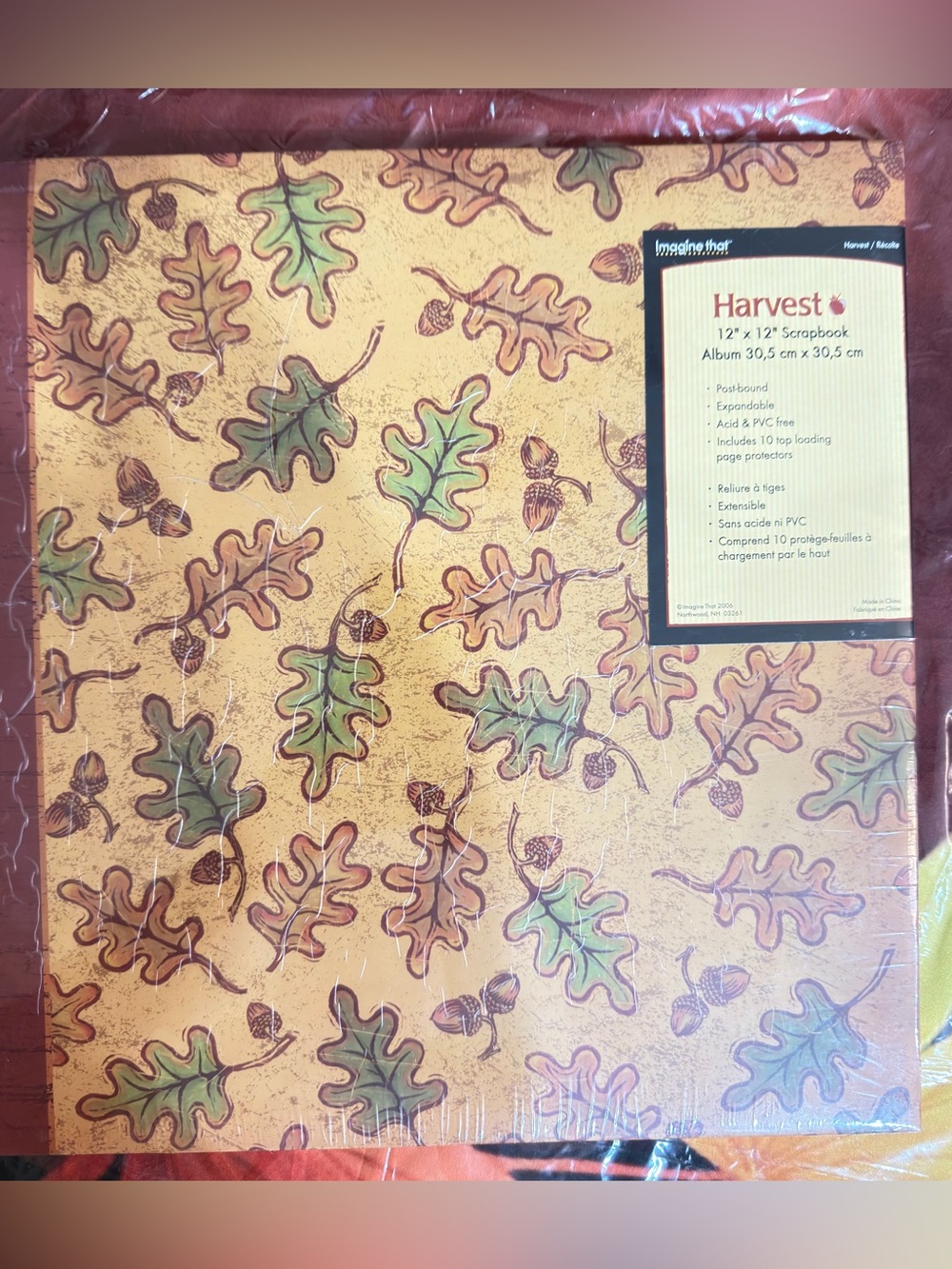 Harvest 12x12 Scrapbook Album by Imagine That with a Leaf Pattern